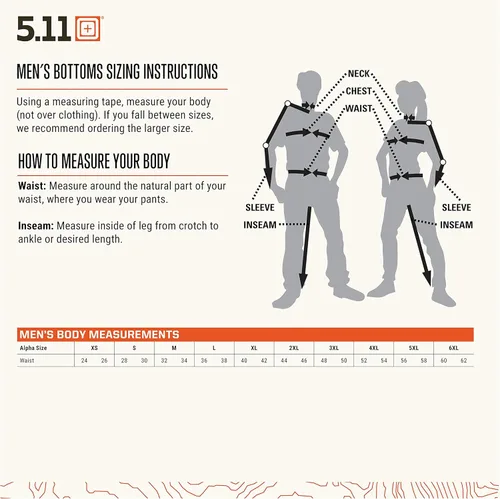 Vista 6 de 5.11 Pantalón Tactical Ridge para hombre, tejido elástico Flex-Tac, cintura cómoda, estilo 74520