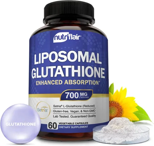 NutriFlair Suplemento de glutatión liposomal 700mg – Setria Reduced L-Glutatión, 60 Cápsulas