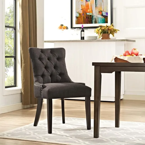 Vista 36 de Modway Regent - Silla de comedor de tela tapizada con botones en color blanco