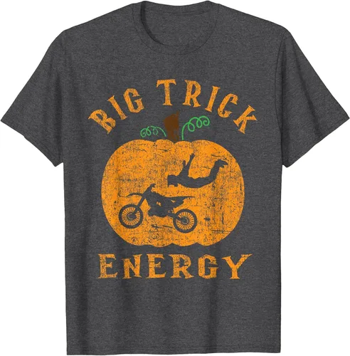 Vista 28 de Dirt Bike Motocross Halloween - Pumpkin Jack O Lantern T-Shirt Asphalt Grey