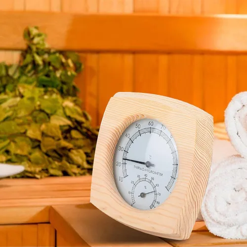 Vista 4 de Haofy Termómetro de sauna 2 en 1, termómetro digital higrómetro, higrómetro de madera para sala de vapor, medidor de temperatura