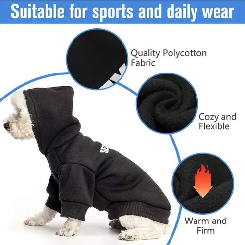 Vista 3 de SCENEREAL Sudaderas con capucha de seguridad para perros de tamaño pequeño, mediano y grande, ropa de felpa cepillada con gorro, abrigo de algodón