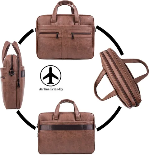 Vista 7 de seyfocnia Men's Leather Messenger Bag, Laptop Briefcase Business Satchel Computer