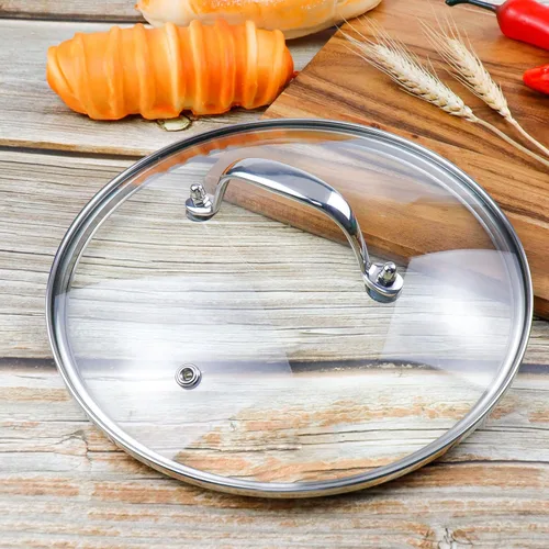 Vista 7 de Tapa de cristal transparente de 8 pulgadas para sartén de repuesto, puede soportar 356 °F (356.0 °F) con mango de puente de arco de acero