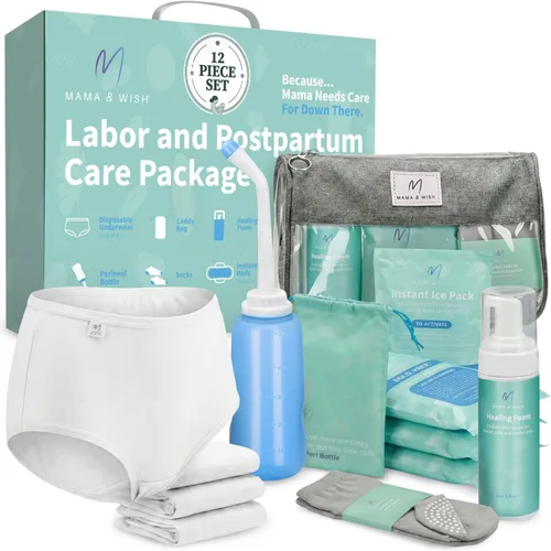 Mama & Wish® Postpartum Essentials Kit – Labor and Delivery Essentials for Moms After Birth – Postpartum Recovery Kit Includes Peri Bottle, Witch