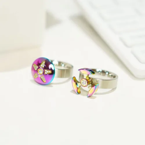 Vista 5 de King Will Fidget Spinner Ring, Fidget Toy, Stress Relief, Stainless Steel Ring With Spinner Perfect for ADHD, ADD for Kids and Adults, Colorful