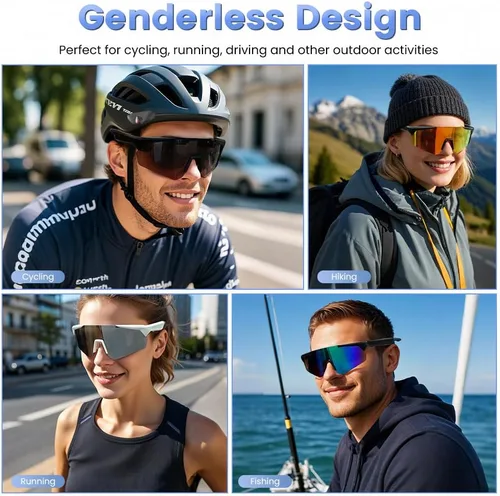 Vista 6 de Lentes de sol polarizados Bluetooth para hombres, lentes inteligentes deportivos para mujer con altavoces de música de oído abierto, micrófono