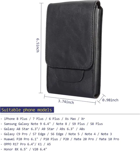 Vista 5 de Bolsa de cuero para teléfono celular, 2 capas de cintura de viaje, cartera para pasaporte con ranura para tarjetas, funda de gancho desmontable