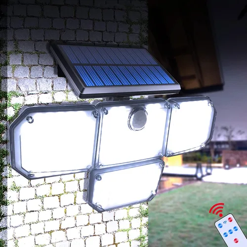 Vista 4 de Outdoor Solar Security Lights, 1200LM Solar Floodlights Motion Sensor with Adjustable 4 Heads, IP65 Waterproof, 270 Wide Lighting Angle Solar Lights