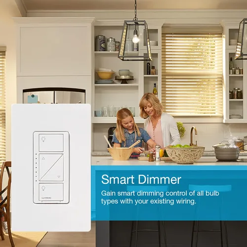 Vista 7 de Lutron Caseta - Interruptor de atenuación inteligente original con placa de pared (requiere Lutron Smart Hub), para luces LED, 150 vatios, un solo