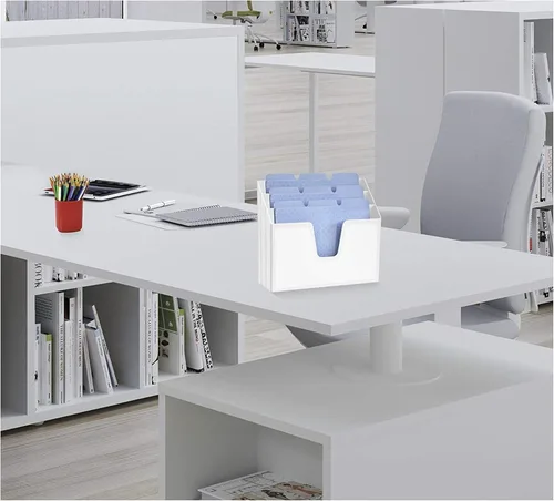 Vista 6 de Acrimet Organizador horizontal triple para carpetas de archivos (color blanco)