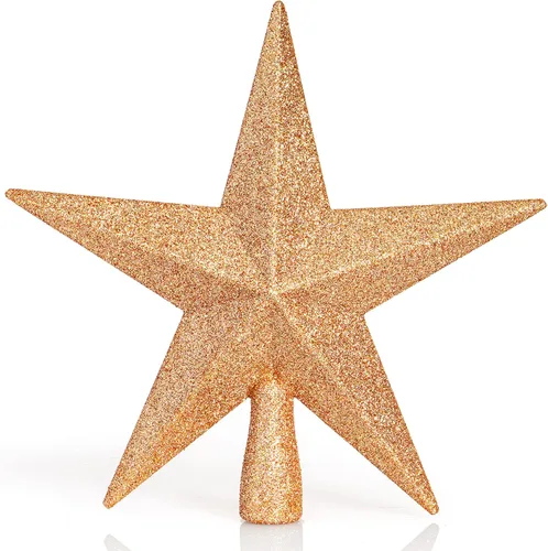 Ornativity Estrella con Purpurina para la Punta del Árbol - Decoración Navideña Decorativa de Navidad Estrella de Belén para Puntas de Árboles