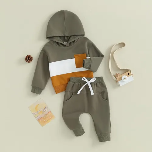 Vista 39 de Conjunto de ropa de otoño e invierno para bebé y niño, sudadera larga con capucha y pantalones para niños pequeños, 6, 12, 18, 24 meses, 2T Adorable