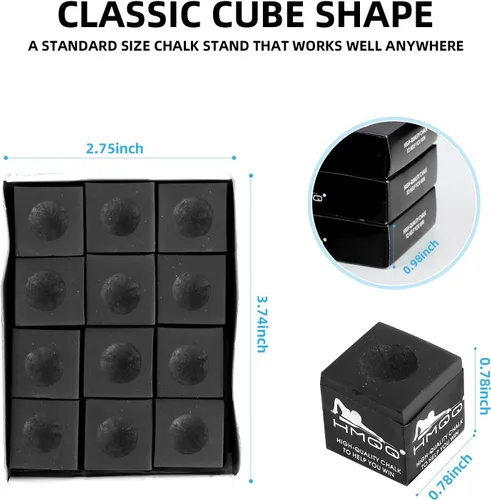 Vista 2 de HMQQ Pool Cue Chalk – 12 Pack Billiard Chalk, Low Dust & Anti-Slip Cue Chalk for Smooth, Accurate Shots – 6 Colors Available for Pool Lovers, Home