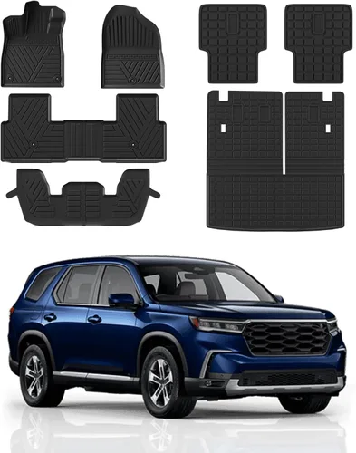 Vista 11 de Rongtaod Alfombrillas de piso compatibles con Honda Pilot 2016-2022 de 7 asientos, alfombrilla de maletero, alfombrilla de carga, forro de carga