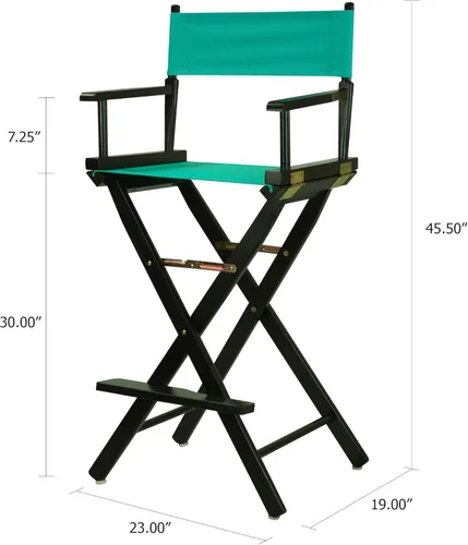 Vista 3 de Casual Home - Silla de director de 30 in, marco negro, con lona color verde azulado, altura de barra