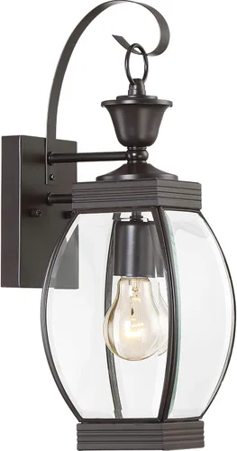 Quoizel OAS8406Z Oasis - Farol de pared para exteriores, 1 luz de 100 vatios, 17 pulgadas de alto x 6 pulgadas de ancho, bronce Medici