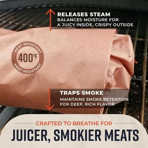 Vista 6 de Bryco Goods Rollo de papel de carnicero, sin blanquear, sin encerar, sin recubrimiento, apto para ahumar todas las variedades de carne, papel