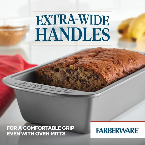 Vista 5 de Farberware Utensilios para hornear antiadherente de 9 pulgadas x 5 pulgadas molde para pan, gris