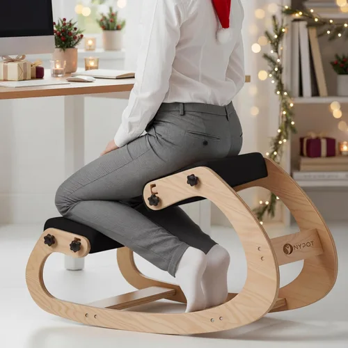 Vista 17 de NYPOT Silla ergonómica de rodillas con asientos ajustables, silla de rodilla para corrección de postura y taburete mecedora para escritorio - Alivio