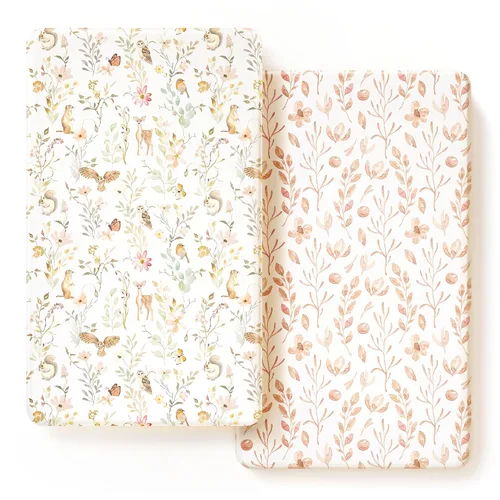 Vista 8 de GRSSDER Juego de 2 sábanas elásticas para cuna para bebé, ultra suaves, universales, se adaptan a la mayoría de las almohadillas de colchón de cuna