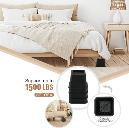 Vista 6 de Elevadores de cama resistentes, elevación en alturas, elevadores de muebles de 3 pulgadas, elevadores de cama para dormitorio, cama, mesa y sofá