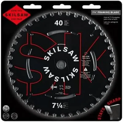 Vista 3 de SKIL 75940 Hoja de sierra circular de titanio de 7-1/4 pulgadas, 40 dientes, ATB, corte delgado, para cortes transversales, con eje de 5/8 pulgadas