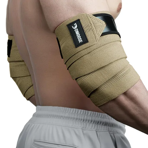Vista 13 de DMoose Fitness Coderas para Levantamiento de Pesas (Par) de 40" Ajustables para Soporte Articular, Alivio del Dolor y Tendinitis - Correas para Codo