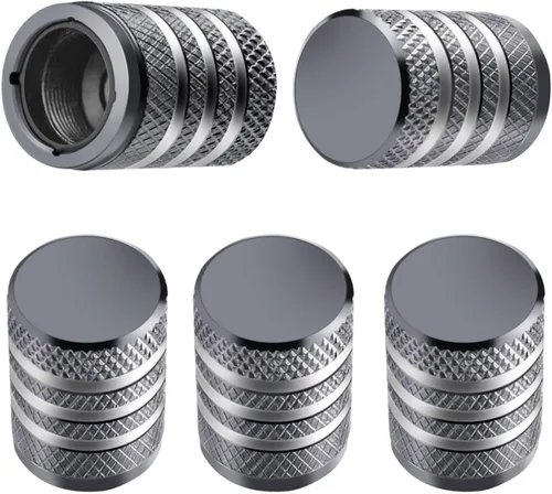 Vista 54 de Tapones para vástago de válvula de neumático, paquete de 5, tapa de aire de neumático N2, metal nitrógeno con forro de plástico, resistente a