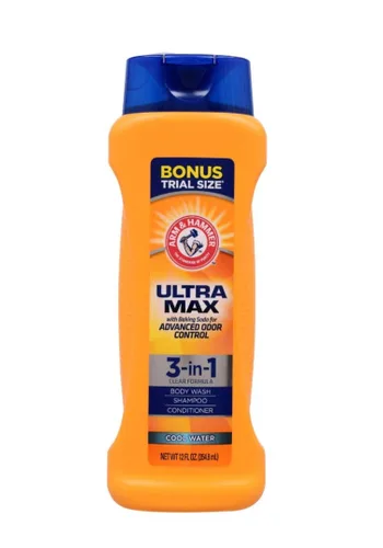 Arm & Hammer Ultra Max Champú Acondicionador 3 en 1 Gel de baño Agua Fría 12 oz