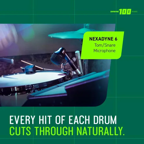 Vista 3 de Shure Nexadyne 6 Micrófono para Tom/Caja con Tecnología Revonic - Micrófono Dinámico Supercardioide para Rendimiento Profesional, Aislamiento