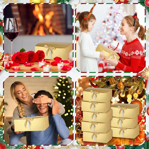 Vista 6 de Maxcheck Juego de 36 cajas doradas para propuesta de dama de honor, cajas de regalo doradas con tapas de 10 x 8 x 4 pulgadas con cinta