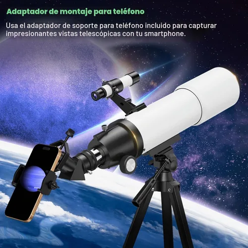 Vista 9 de Telescopio refractor de 3.543 in para adultos y niños: alcance 150X con Blanco