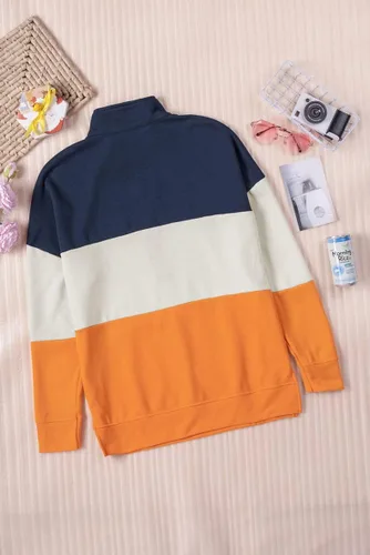 Vista 23 de KINGFEN Sudadera de manga larga con cremallera de un cuarto para mujer