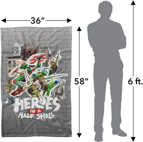 Vista 4 de LOGOVISION Teenage Mutant Ninja Turtles: Mutant Mayhem Blanket, 36"x58" Heroes in A Half Shell Manta de forro polar