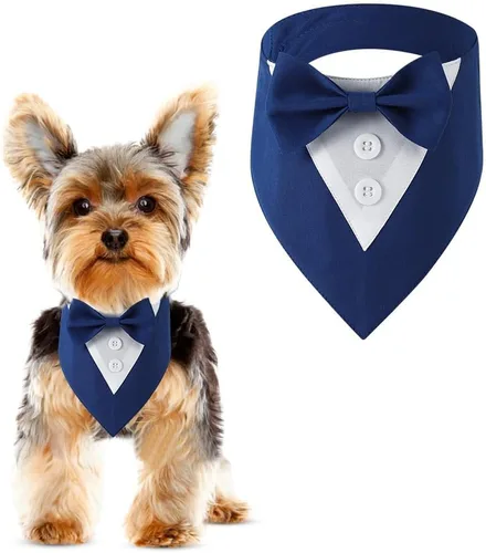 Vista 7 de Tuxedo Bandana, Adjustable Pet Collar With Bow for Small, Medium and Large Dogs, Formal Wedding Clothing, Birthday Gifts