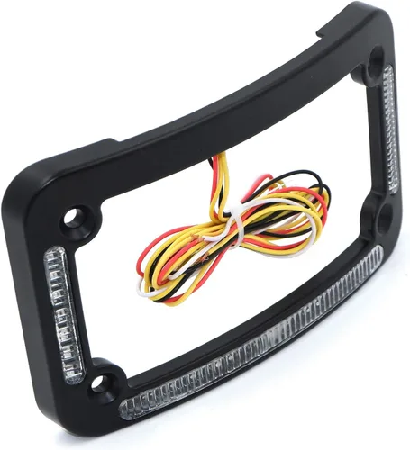 Vista 9 de Marco de matrícula curvo LED dual para motocicleta con señal de giro, luz de freno - Acabado negro Universal compatible con cualquier motocicleta