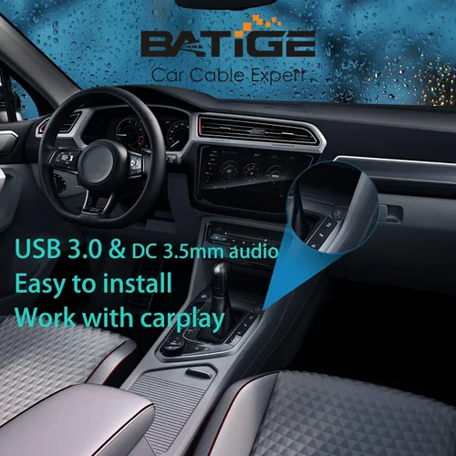 Vista 4 de BATIGE Paquete de 2 cables USB 3.0 y 0.138 in para montaje en automóvil de 0.138 in + extensión AUX USB 3.0 para tablero de salpicadero, cable