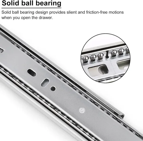 Vista 5 de 10 pares de correderas de cajón de extensión completa, con rodamientos de bolas de cierre suave de 18 pulgadas, correderas de cajón de cocina