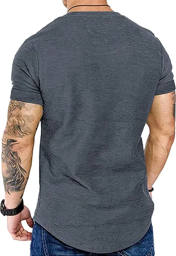 Vista 4 de COOFANDY Paquete de 2 camisetas de manga corta con cuello en V para hombre