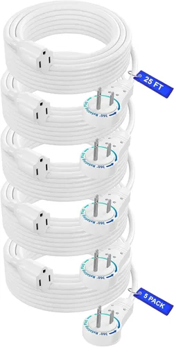 Vista 19 de Maximm Cable de extensión de enchufe plano giratorio de 360°, cable de extensión de 3 clavijas, cable de alimentación de 16 Awg, color negro