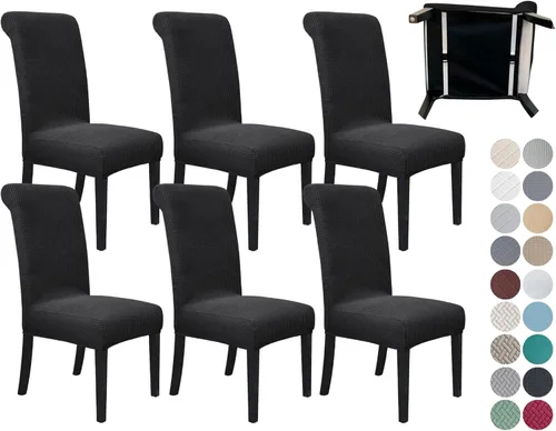 Vista 43 de SPRINGRICO Paquete de 6 fundas para sillas de comedor con cinturón de seguridad, fundas elásticas para sillas Parsons lavables, fundas protectoras