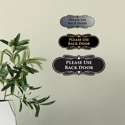 Vista 3 de Signs ByLITA Designer Please Use Puerta Trasera (Plata Cepillada) - Mediano Brushed Silver