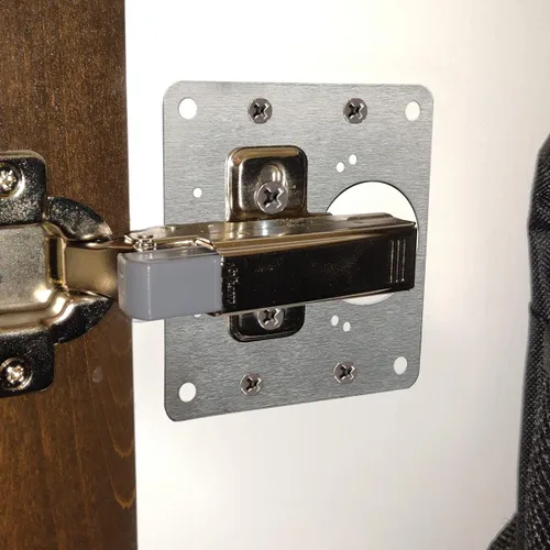 Vista 6 de 4 piezas de placa de reparación de bisagras, acero inoxidable, para fijar la placa lateral de bisagra, pieza de reparación con tornillos de montaje