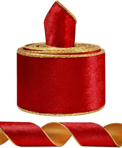 Vista 18 de SIMISI RIBBON Cinta de terciopelo con alambre para decoración navideña Azul bebé