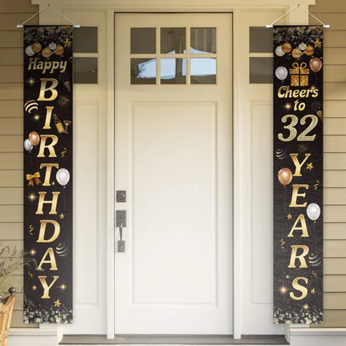 Vista 70 de Cartel de Feliz cumpleaños para la puerta, color negro