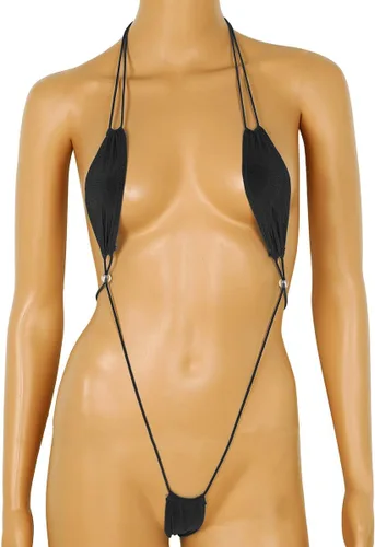 Vista 4 de FEESHOW Women Sexy Weeny Sling Shot Micro Mini Bikini Thong One-Piece Teddy