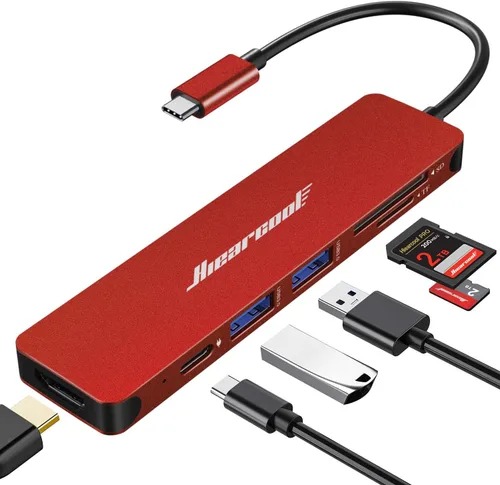 Vista 11 de Hiearcool Hub USB C, Dongle USB-C, Adaptador Múltiple 7EN1 USBC a HDMI Compatible con MacBook Dell Lenovo Asus Thunderbolt 3 Thunderbolt 4 Estación