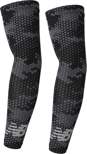 Vista 4 de New Balance - Mangas de compresión unisex para deportes al aire libre, color blanco y negro (1 par)