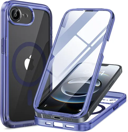Vista 146 de Miracase Funda magnética para iPhone 14 de 6.1 pulgadas, protector de pantalla de vidrio templado integrado + protector de lente, compatible
